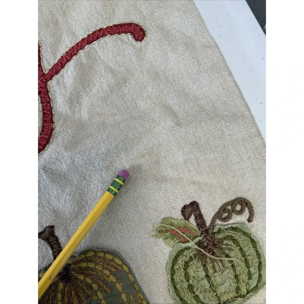 Pottery Barn Embroidered Pumpkin Plaid Family Pillow Cover Lot 2 16x26